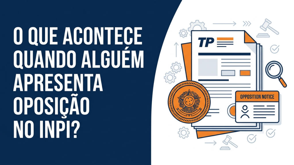 Ilustração vetorial de documentos de oposição e análise de pedido de marca no INPI