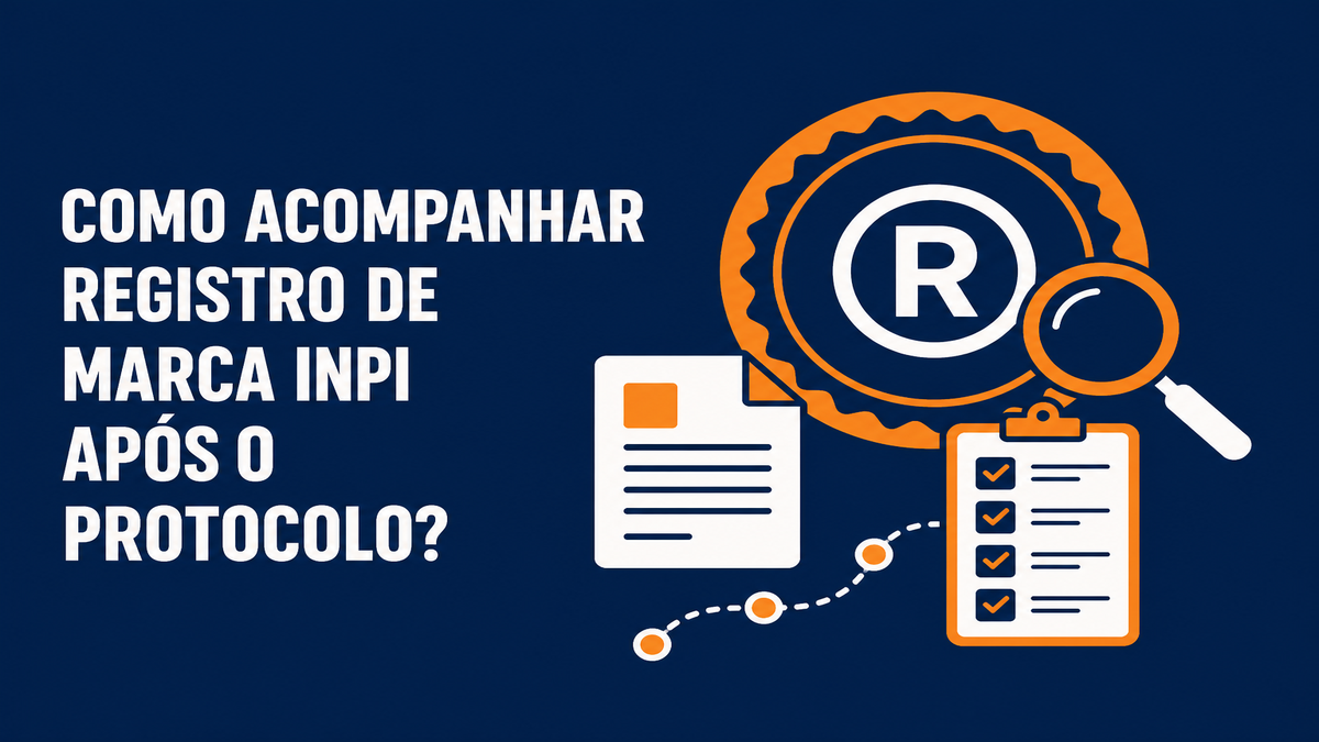 Ilustração vetorial de um selo de registro, uma lupa e um documento com checklist de acompanhamento
