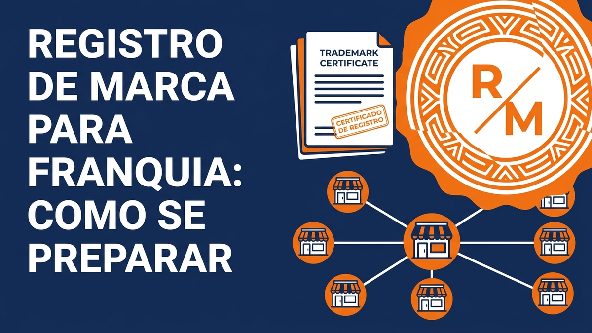 Ilustração de documentos de marca conectados a unidades de uma rede de franquias